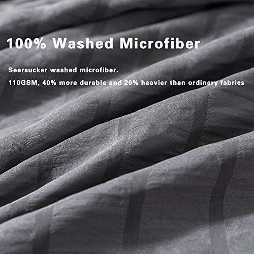 AveLom Gray Duvet Cover King Size, Textured Seersucker Duvet Cover