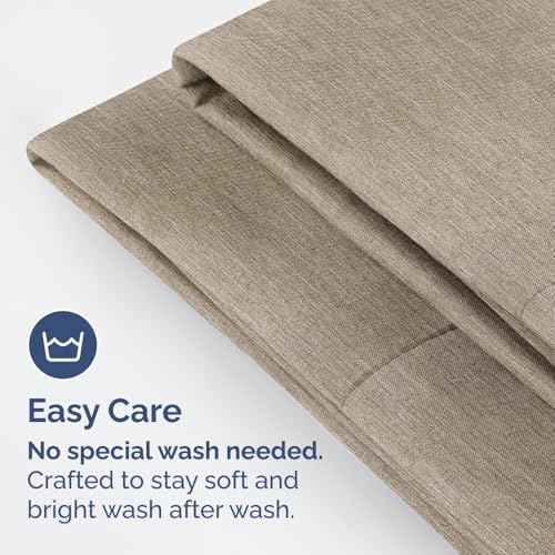 Queen Pillow Cases Set of 2 - Soft Pillowcase Covers - Heathered Beige