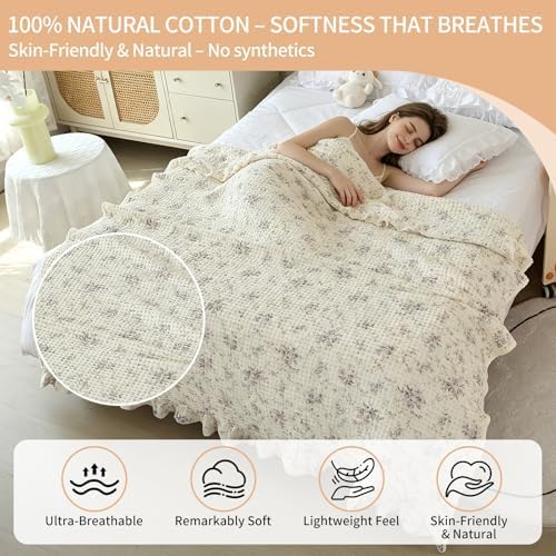 Bedding Smoke Gray 100% Cotton Blanket [Queen Size - 90x90 Inch]