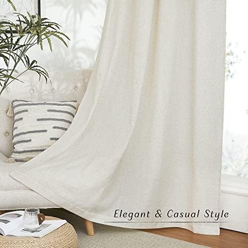 NICETOWN Linen Sheer Curtains 72 Inches Long, Natural, W55xL72, 2