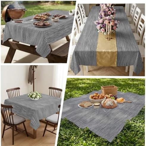 Gray Solid Color Table Cloth, Minimalist Vintage Linen Texture Modern