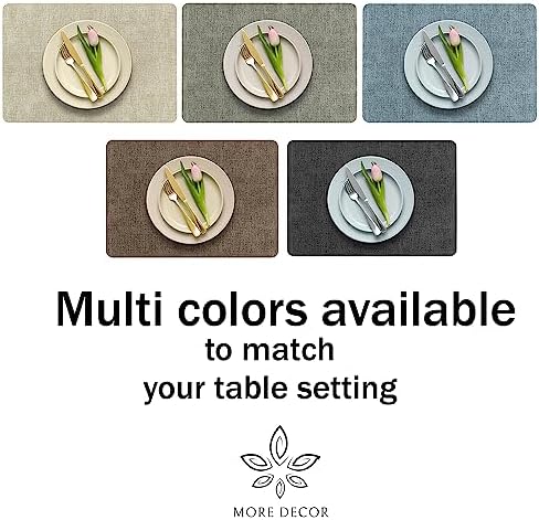 More Décor Faux Leather Placemats Set of 6 for Dining Table