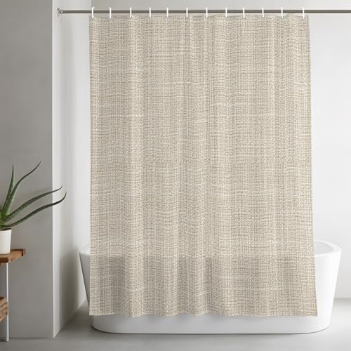 Minimalist Cream Beige Shower Curtain for Bathroom Rustic Neutral