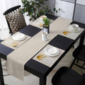 Neutral Tan Linen Weave Table Runner and Placemats Set of 6 Rustic