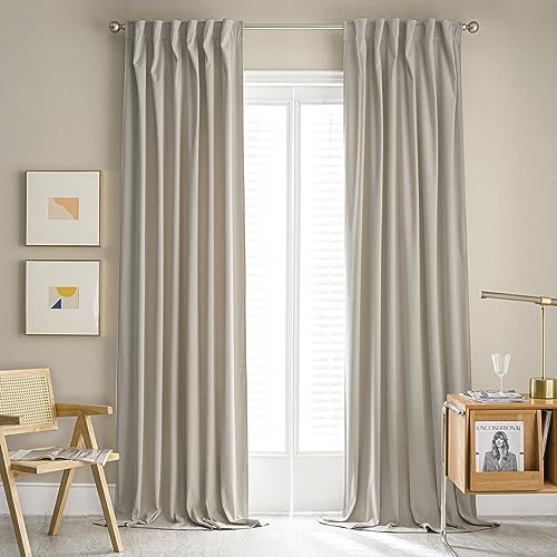 MUMFAS 102 Inch Back Tab Velvet Curtains for Living Room Dining Room 2