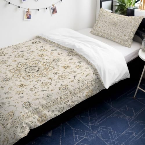 Vintage Beige Boho Duvet Cover Queen Size,Quilt Cover 90"x90" with