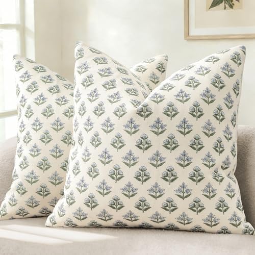 YCOLL Farmhouse Floral Pillow Covers 22x22 Set of 2, Rustic Country