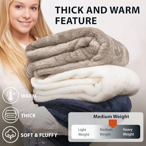 DEZ FURNISHINGS Ultra Soft Plush Fleece Throw Blanket, Double Sided