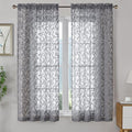 OWENIE Leyna 2 Panels Charcoal Gray Sheer Curtains 63 Inch Length for