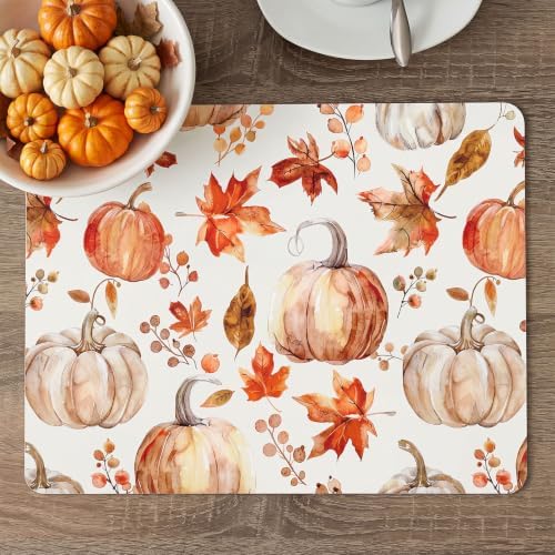 6 Pack Fall Cork Back Placemats Thanksgiving Day, 16 x 12 inch