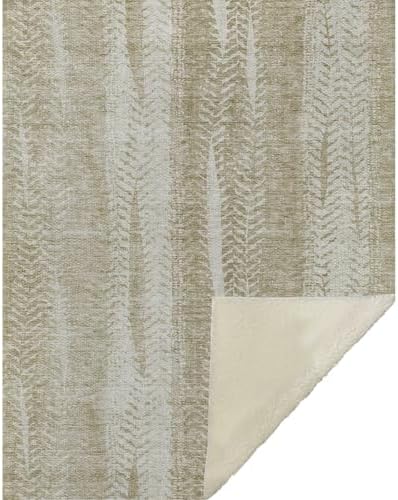 Addison Rugs ASB694 Beige 50" x 70" Oversized Sherpa Throw Blanket