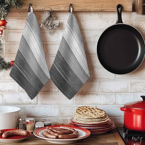 Grey Ombre Kitchen Towels Set of 4, Absorbent Microfiber Soft Dish
