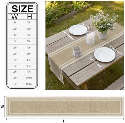 Beige Vintage Table Runner 108 Inch Long Dresser Scarves Linen