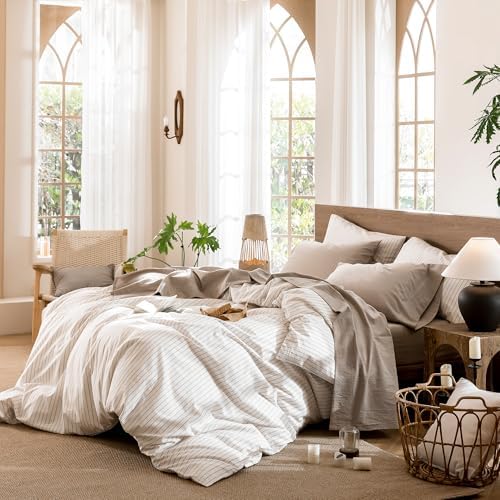 MooMee Sheet Set 100% Washed Cotton Linen-Like Extra Deep Pocket King