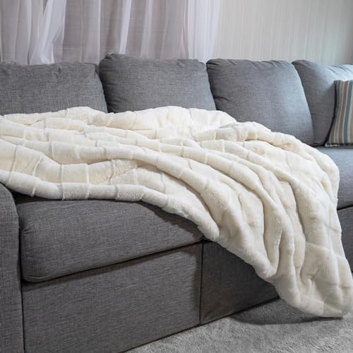 Lavish Home Faux Fur Blanket - 60x80-Inch Queen Size Throw Blanket