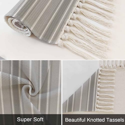 Grey Stripe Hallway Runner Rug 2'x5', Modern Minimalist Geometric