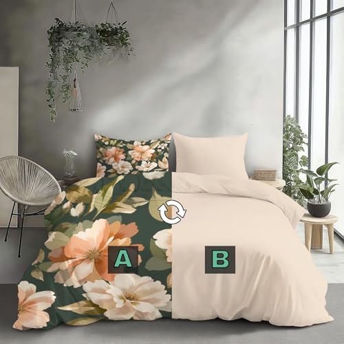 3 Pieces Plants and Flowers Duvet Cover Duvet Cover with Zipper and 2