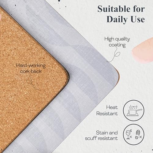 Pimpernel Eclipse Cork-Backed Placemats - Grey/Blue, Set of 4