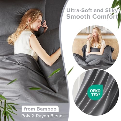 Comfort Spaces Twin XL Sheet Set 3pcs, Rayon Derived from Bamboo, Dark