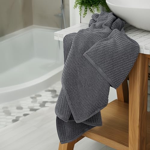 Tens Towels Zero Twist 6 Pc Towels Set, 2 Bath, 2 Hand, 2 Wash, Dark