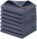 100% Cotton Waffle Kitchen Dish Towels Dark Gray 12 * 12 7 Pack