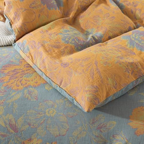 Helthep Flower 3Pcs Duvet Cover Set,100% Double Layer Washed Cotton