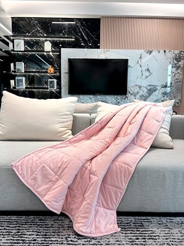 Sherpa Weighted Blanket for All Season,Both Sides Pink 10Lbs