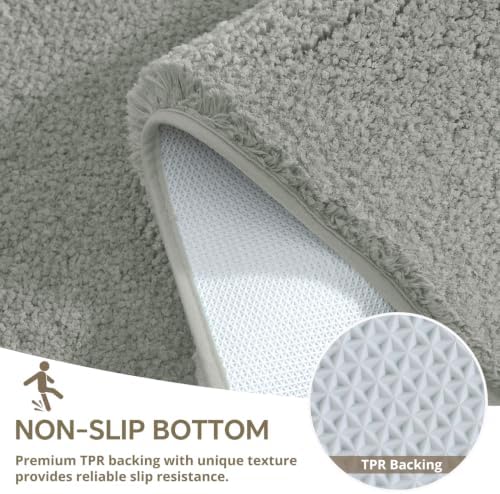 Polyester Bathroom Runner Rug 24"x60" Gray, Soft Shaggy Bath Mat