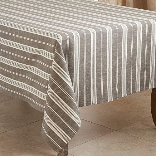 Fennco Styles Neutral Classic Multi Striped 100% Cotton Tablecloth 70