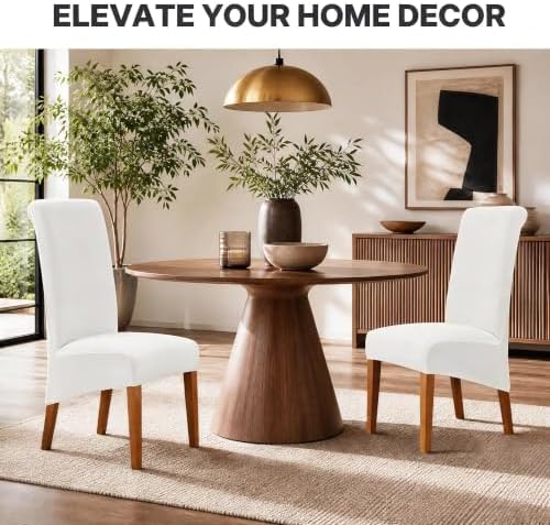 XL/Oversized Velvet Dining Room Chair Covers Set of 2, Off White