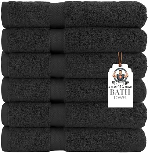 HERCULEAN Premium Bath Towels 24 x 48 Pack of 6 | Quick Dry and Highly