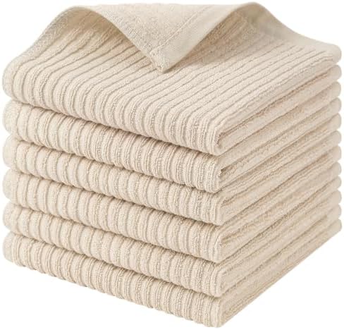 Homaxy 100% Cotton Kitchen Dish Cloths 6 Pack, 12"x12" Dish Rags