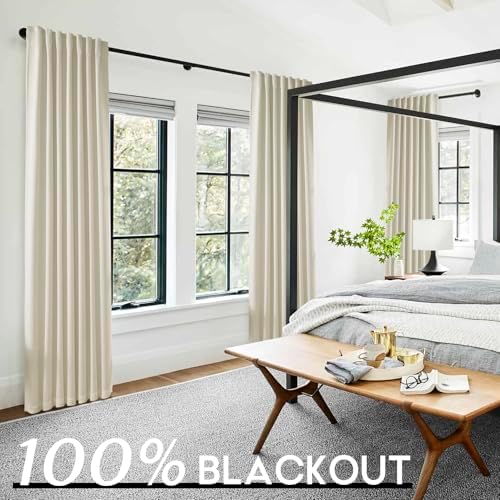 Warm Beige Polished Blackout Curtains - Modern Elegant Subtle Linen