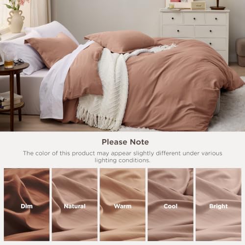 Bedsure Prewashed Duvet Cover King, Cotton-Like Bedding Set, Mocha