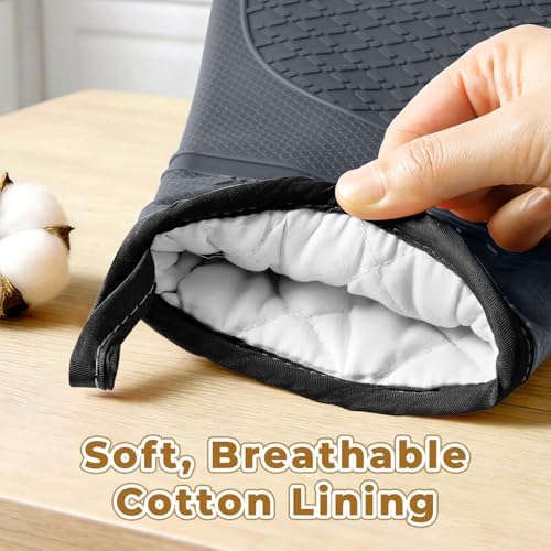 Heat Resistant Silicone Oven Mitts, Up to 500°F Protection for Baking