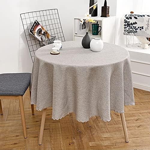 Round Tablecloth Linen Style Fabric Table Cloth Kitchen Dining Coffee