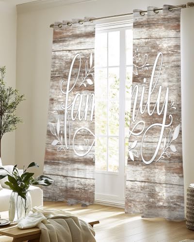 Family Sheer Curtains for Living Room 96 inch Length 2 Panels Set