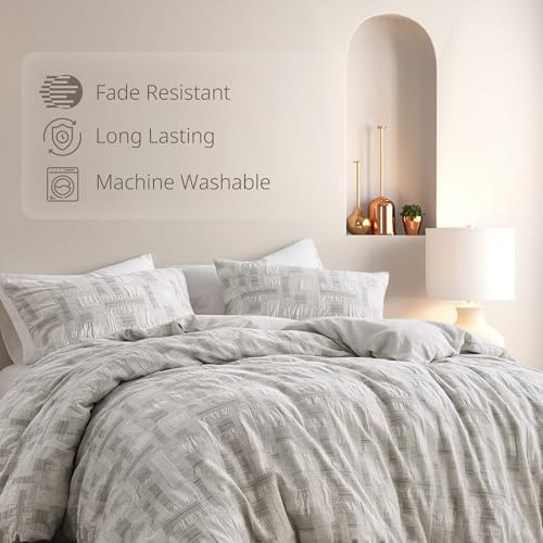INK+IVY Queen Duvet Cover Set, Jacquard Weave Cotton Duvet Covers, All