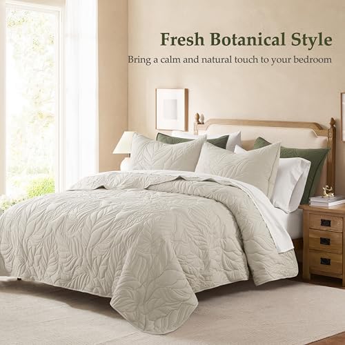 R.SHARE Beige King Size Quilt Set, Neutral Soft Lightweight Bedspread