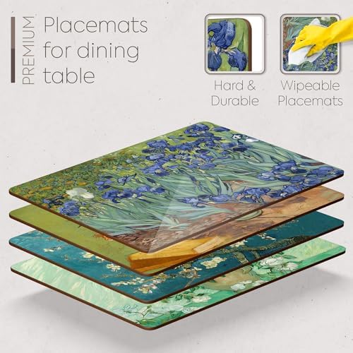 Set of 4 Heat Resistant Cork Placemats for Dining Table with Free Set
