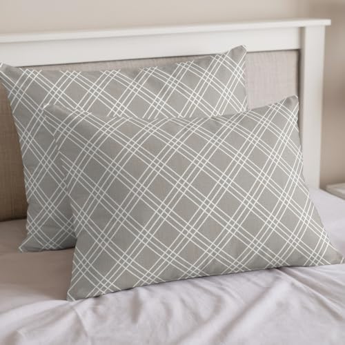 Taupe Grid Full Duvet Cover Set - 4 Pcs Comforter Cover Bedding Sets