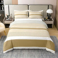 Erosebridal Khaki Striped 100% Cotton Duvet Cover King | Neutral