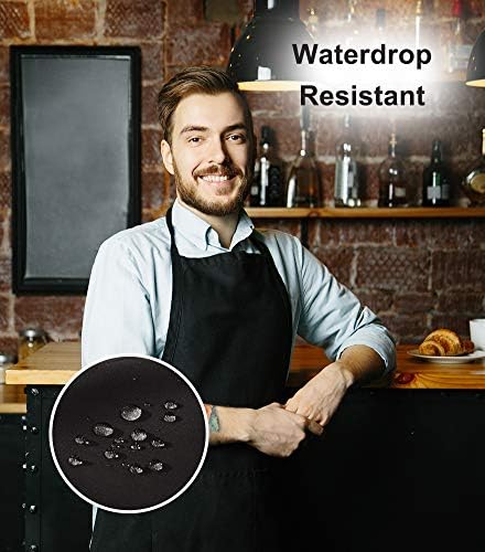 Bib Black Apron for Women Men Adult Chef, 12 Pack Kitchen Aprons Bulk