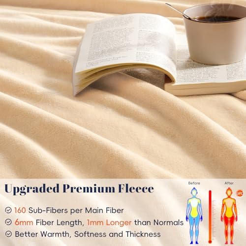 PHF Fleece Blanket King Size 108x90-300GSM Lightweight Airy Warmth