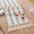 Fancy Homi Grey Boho Cotton Polyester Table Runner 90 Inches Long