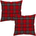 Set of 2 Red Black Buffalo Plaid Check Throw Pillow Covers 22x22 Inch
