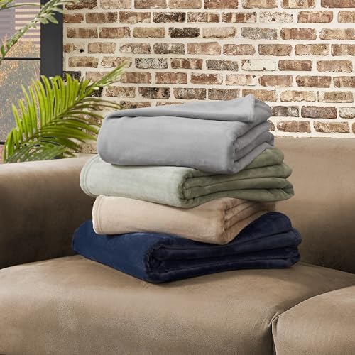 Lucky Brand Solid Plush 50"x70" Throw Blanket, Doe Brown - Soft, Cozy