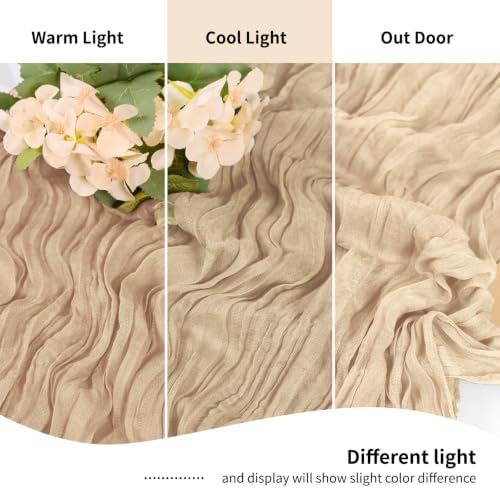 Cheesecloth Table Runner 12 Pack 17x108 Inch Beige Boho Gauze Fabric