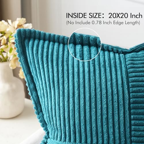 MIULEE Decorative Throw Pillow Covers for Couch 20x20 Inch Teal Blue