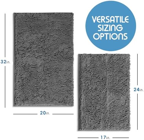 Nestl Bathroom Rugs Sets 2 Piece, Chenille Bath Mat Set - Machine
